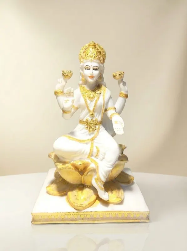 Goddess Laxmi Seated on Golden Lotus