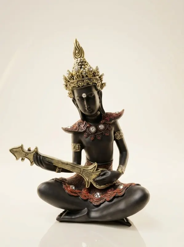 Seated Thai Buddha Musician Figurine