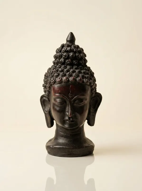 Meditating Buddha Head Bust Statue