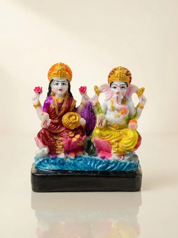 Laxmi Ganesha Idol on Single Base.