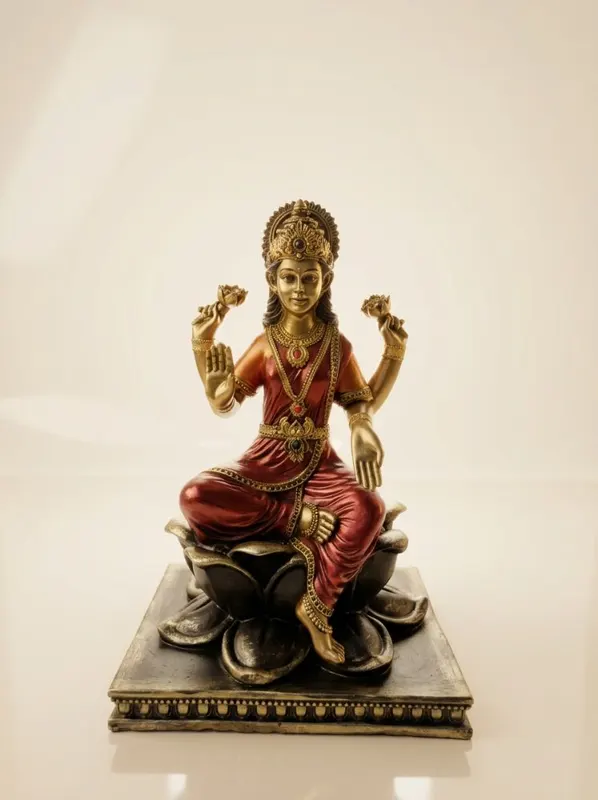 Goddess Laxmi Idol Seated on Lotus.