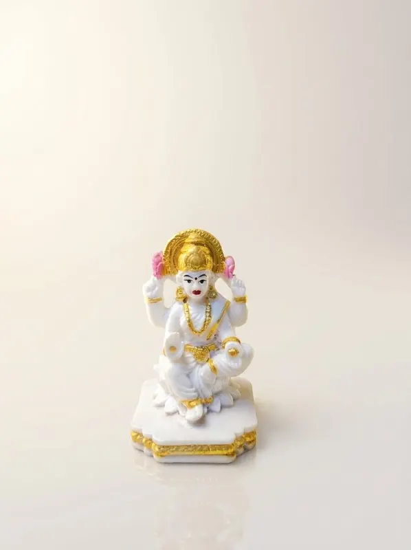 Marble-White Seated Goddess Laxmi Idol