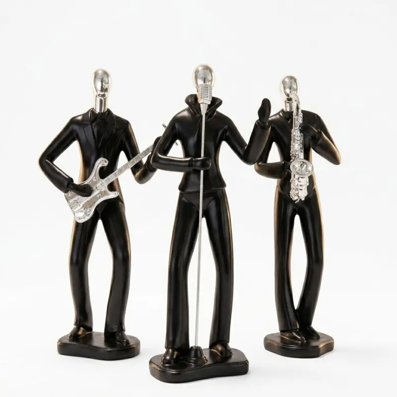 Jazz Musical Band Trio Miniature Figurine Set