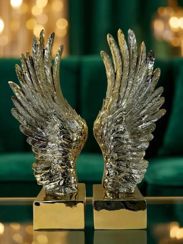 Luxury Golden Angel Wings Set Tabletop Showpiece