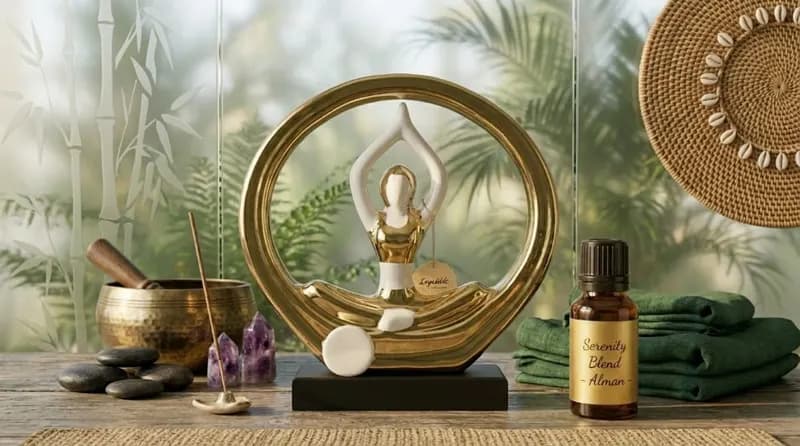 Golden Yoga Pose Sculpture Meditative Home Decor Ornament