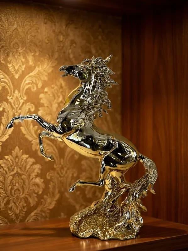 Luxury Electroplated Silver Rearing Horse