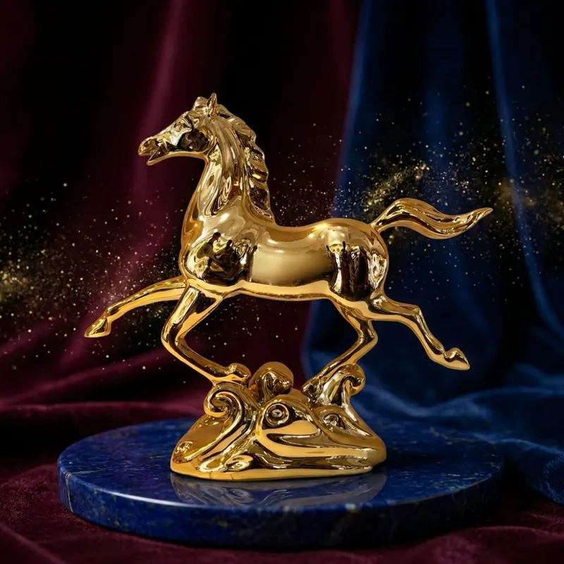 Luxury Electroplated Golden Galloping Horse