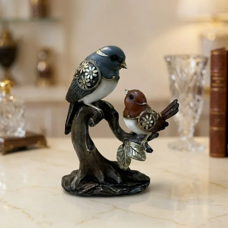 Vintage Decorative Pair of Birds on Tree Branch