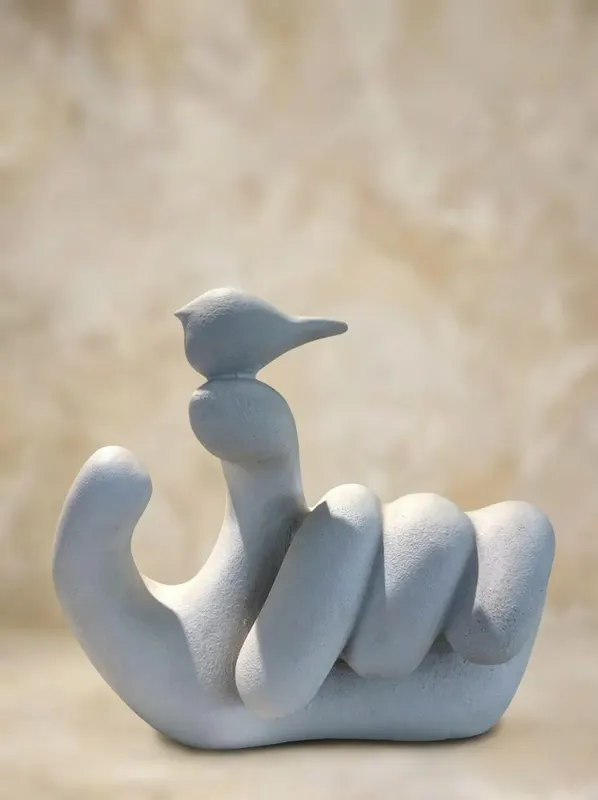 Abstract Ceramic Bird on Hand Tabletop